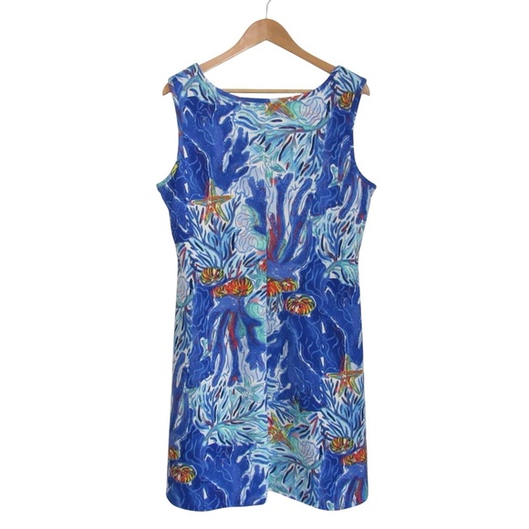 Ronni Nicole Blue Nautical Dress Size XL Sleeveless Ocean Starfish Stretch Beach - Picture 2 of 11